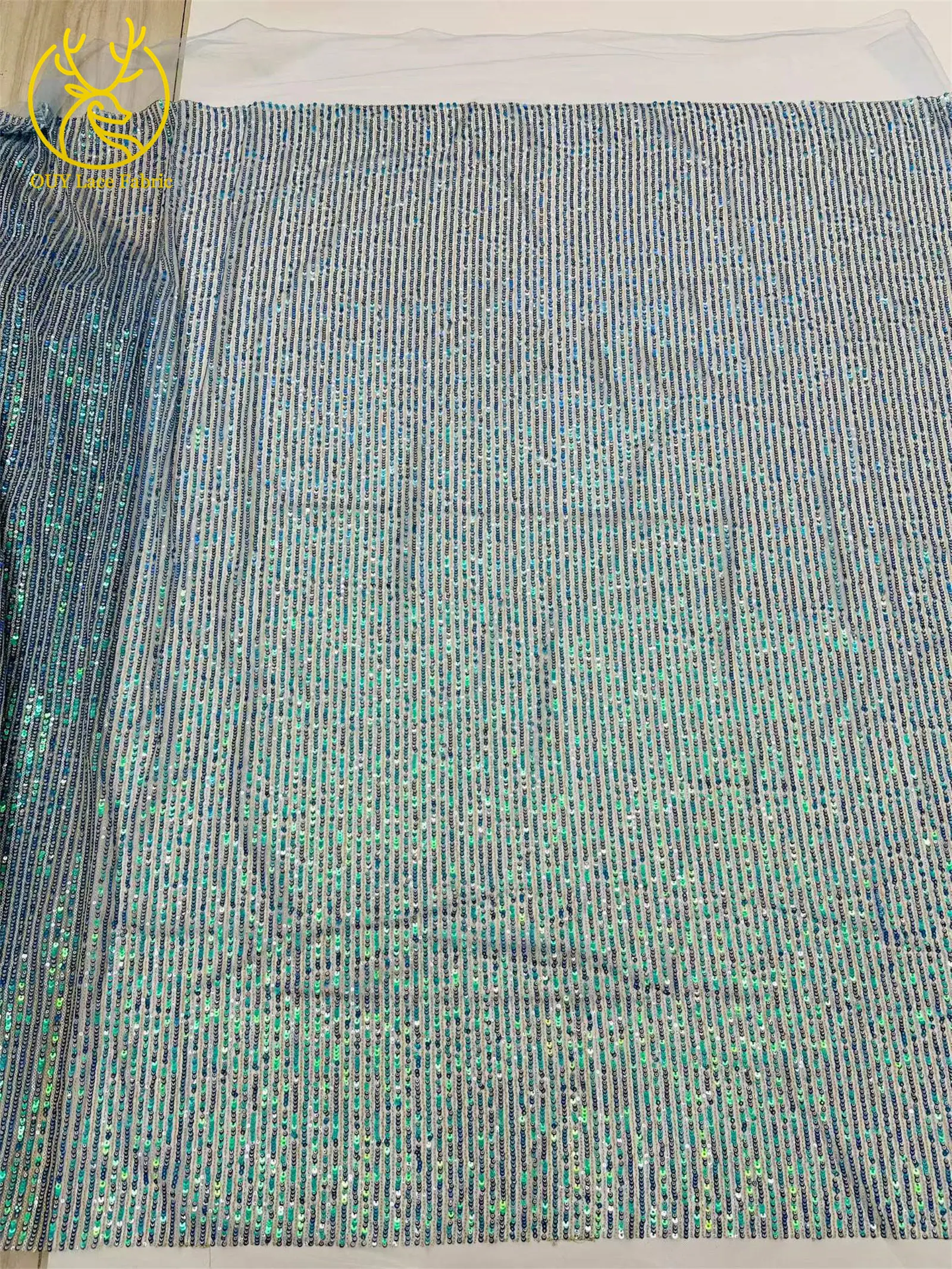 5 Yards afrikanischer Pailletten-Tüll-Spitzenstoff 2026 Hochwertiger französischer Netz-Spitzenstoff für elegante Abendkleider für nigerianische Frauen – Detail 17