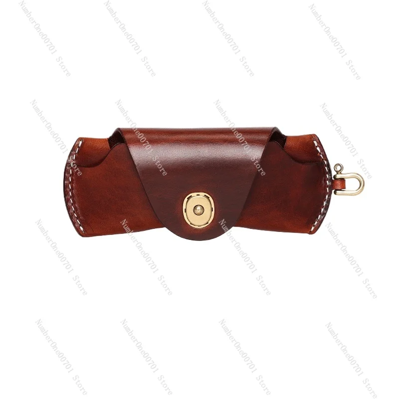 Vegetable tanned cowhide glasses case men's portable lanyard leather myopia glasses sunglasses storage case sunglasses