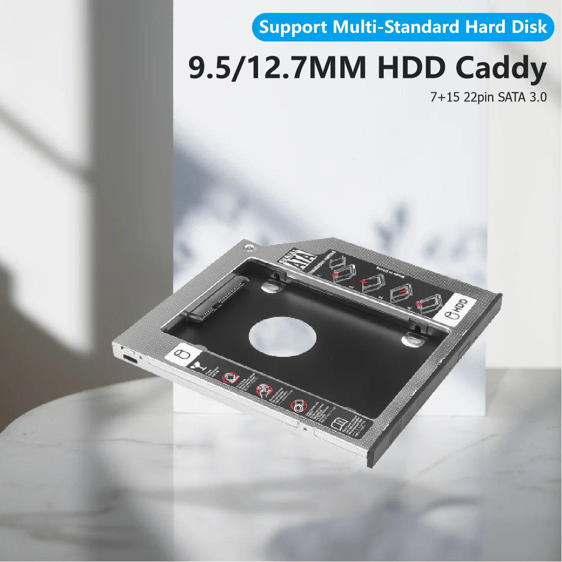 Aluminum 9.5mm 12.7mm 2nd Second HDD/SDD Caddy SATA 3.0 Case Box For SSD DVD CD-ROM Enclosure Adapter