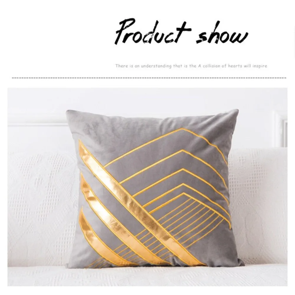 CIFBUY Luxurious Golden Bronzing Thick Velvet Cushion Cover Warm Decorative Throw Pillow Case for Home New Year