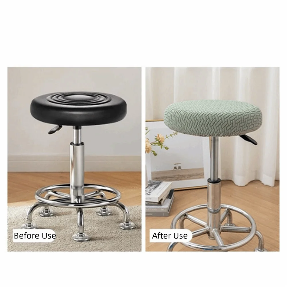 Stretchable Bar Round Stool Cover Soft Solid Color Chair Slipcover Elastic Dust-proof Swivel Chair Cover Coffee Shop