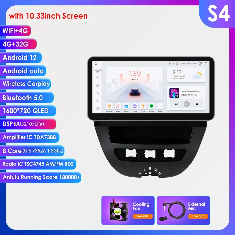 2 Din Android Auto Radio Voor Peugeot 107 Toyota Aygo Citroen C1 2005 - 2014 Draadloze Carplay Android Auto 4G Rds 7862 Geen Dvd