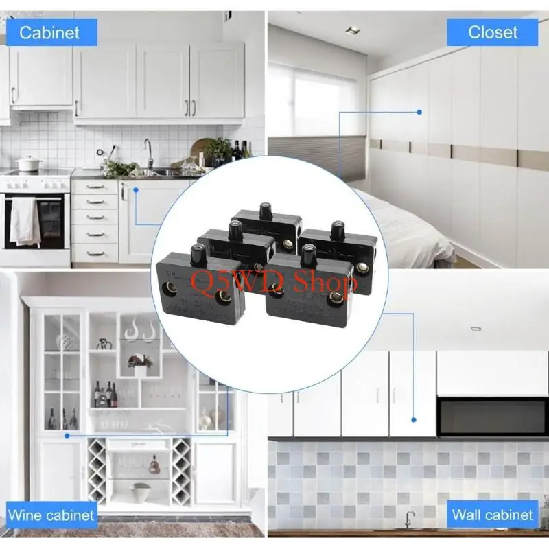 Q5WD Closet Safety Firstly Wardrobe Door Open Detection Switches Wardrobe Push Switches Wardrobe Door Contact for Security