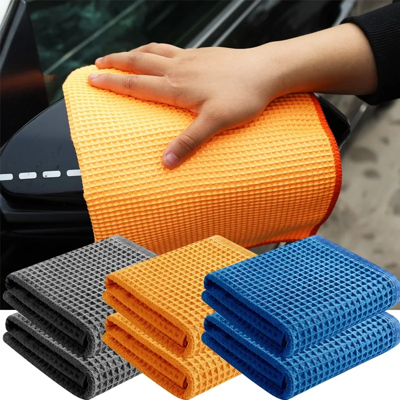

Полотенце для мытья автомобиля из микрофибры, вафельное впитывающее бесследное полотенце для протирки, удаление пыли для окон, зеркала, приборной панели, инструменты для чистки автомобиля