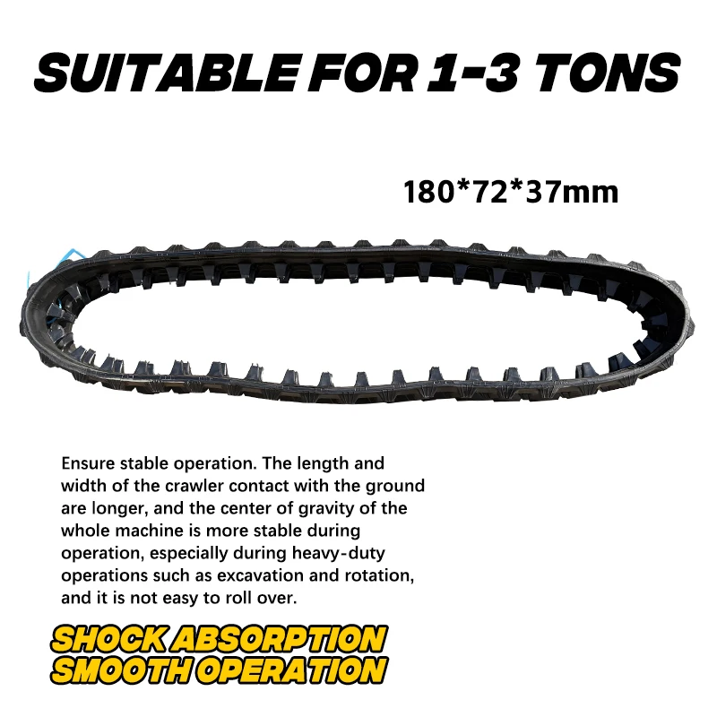 مسار مطاطي واحد، الأبعاد 70.87 × 28.35 × 10.63 بوصة. مناسبة لعمليات الحفارات الصغيرة، متينة ومتينة