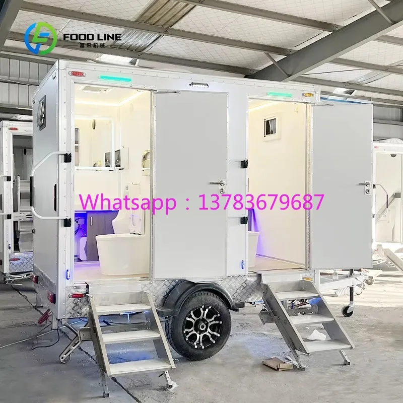 

Customized Commercial Luxury Mobile Toilet Trailer Portable Mobile Double Cabins Restroom Trailer