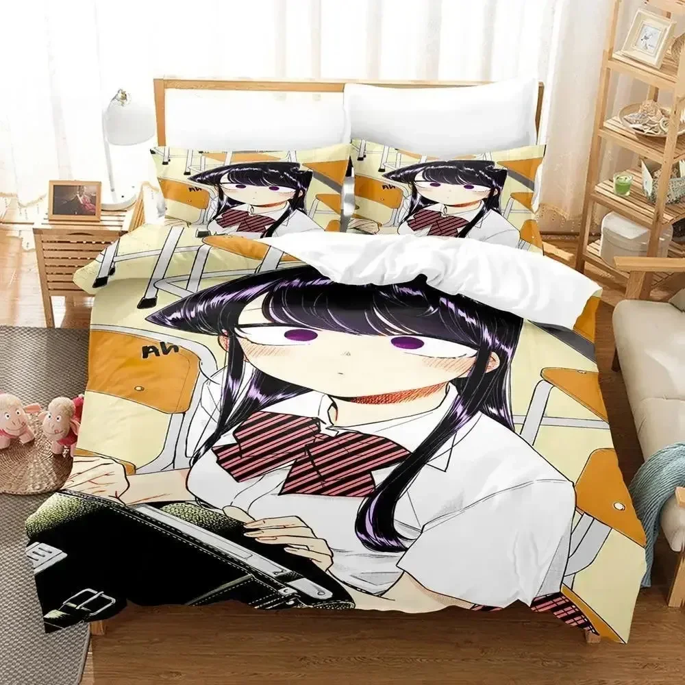 

New Komi Cant Communicate Bedding Set Single Twin Full Queen King Size Bed Set Aldult Kid Bedroom 3D Print Anime Bed Sheet Set