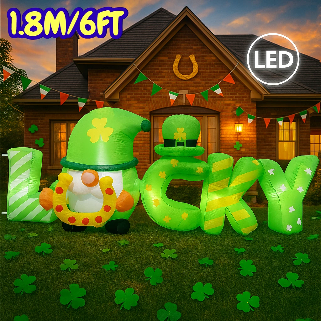 

1,8 м/6 футов День Святого Патрика надувные уличные украшения «сделай сам» надувная модель счастливые встроенные светодиодные фонари садовый орнамент