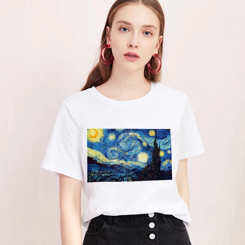 Mona Lisa T shirt Women spoof personality fashion Tshirt summer 2020 Harajuku aesthetics Short Sleeve White Tops Female T-shirt