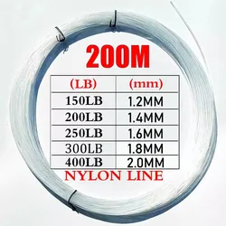 200m Heavy-Duty Nylon Leader Line Available in 150LB to 400LB Strength Super Strong Sea Line for Fishing