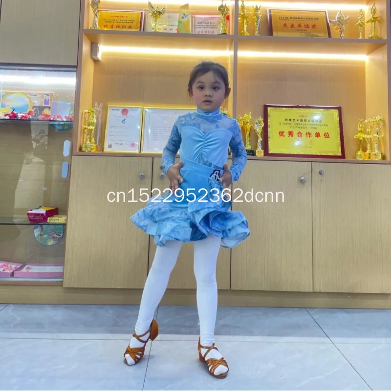 Vestido de actuación de baile latino para niñas, traje de baile de competición, salón de baile estándar, Samba, Tango, práctica latina, 2026