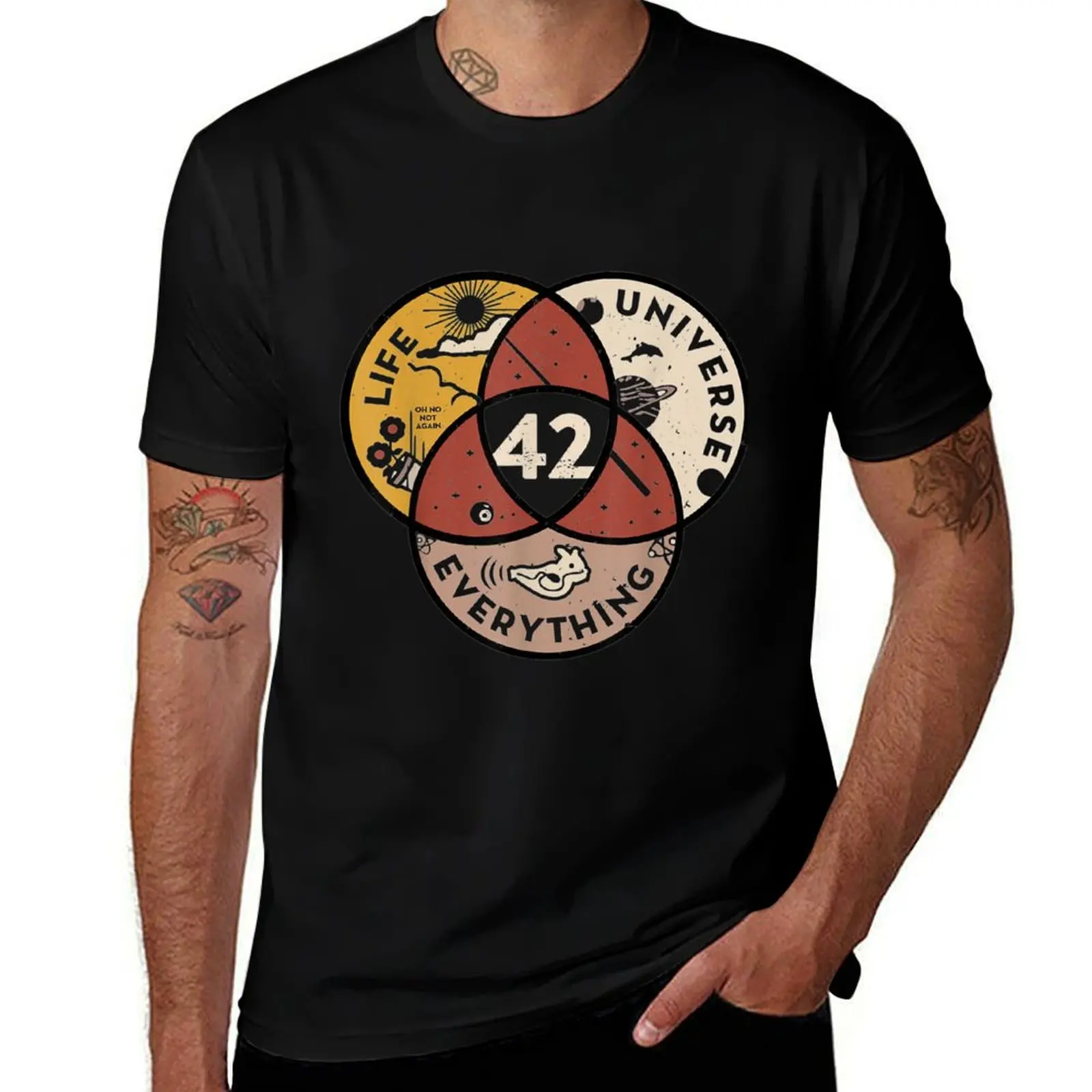 

42 answer to life universe and everything T-Shirt t shirt man plain man t shirts cotton funny t shirts dark humor T-shirt