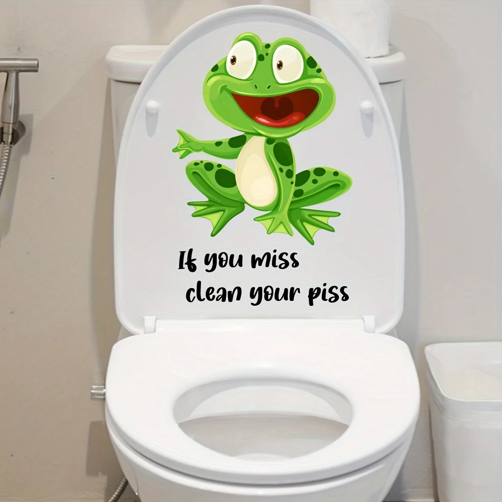 1 piece of Happy Green Frog Toilet Sticker with humorous 