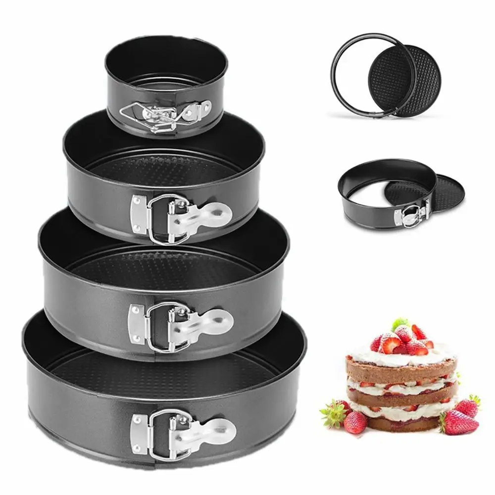1Pc 12/16/20/24/28cm Carbon Steel Baking Mould Non Stick Leakproof Cake Baking Pan with Removable Bottom for Home Kitchen Bakery
