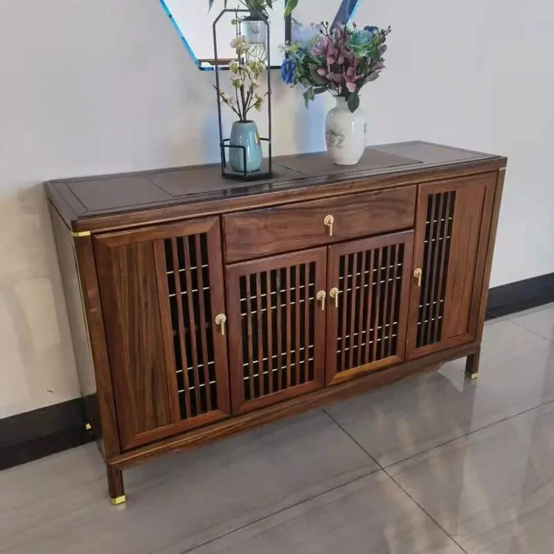 New Chinese ebony wood porch cabinet dining side simple light luxury locker wine cabinet tea household shoe