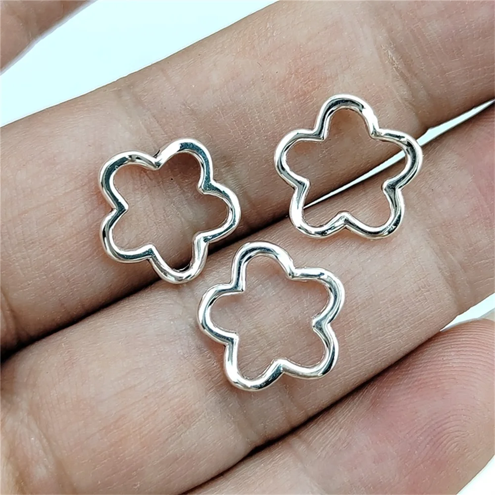 20pcs Antique Silver Color Flower Heart Charms Small Holes Flower Charm Bead Hollow Heart Flower Charms Beads For Jewelry Making
