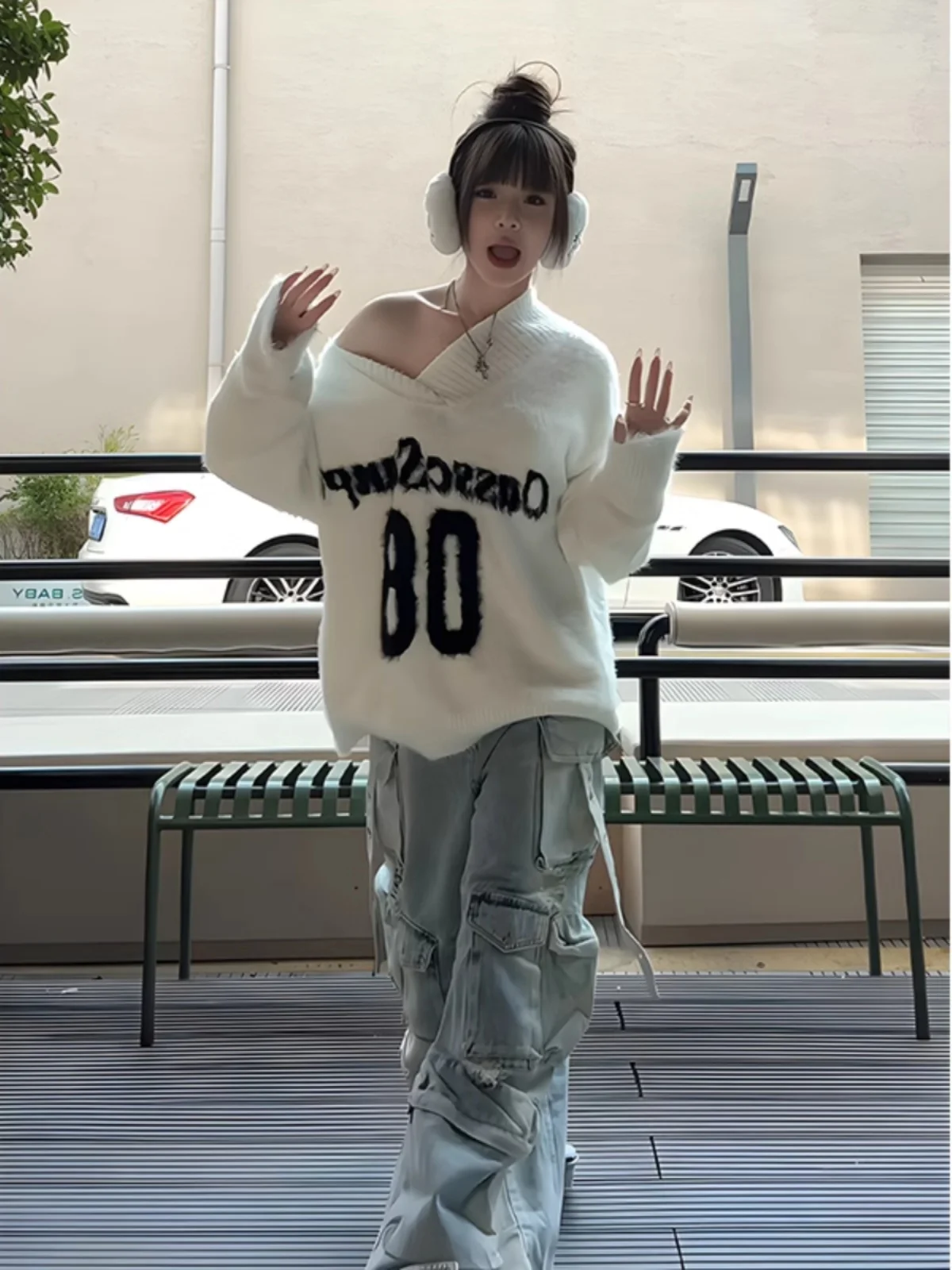 

Свитера Джемперы Пуловеры Женский Пуловер New You Женская цепочка Деталь Концертный фестиваль Ежедневная рок-группа Альтернативный панк Лоскутное шитье