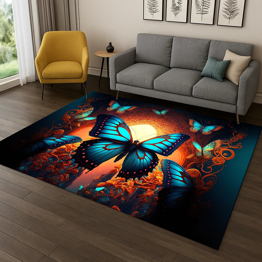 

Exquisite Dreamy Butterfly Area Rug, Non-Slip Floor Mat for Living Room & Bedroom – Kids Play Garden Carpet, Home Decor