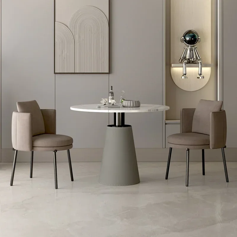 

A modern Minimalist Design Restaurant furniture Metal Stainless steel Fabric Upholstered Rotatable Dining Chairs For Hotel Kitc