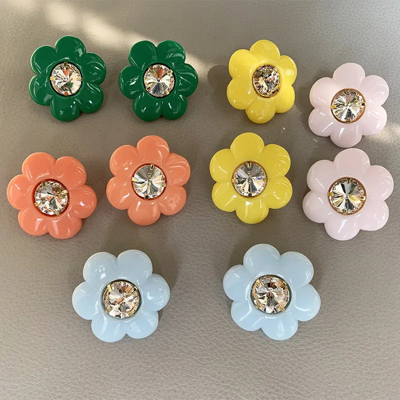 Resin flower stud earrings for women floral acrylic earrings summer beach holiday dopamine color jewelry new in 2026