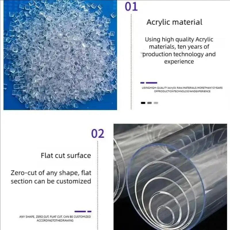 1PCS อะคริลิคโปร่งใสหลอด Plexiglass หลอดเส้นผ่านศูนย์กลาง 25 มม.26 มม.30 มม.32 มม.38 มม.หนา 1.5 มม.ปลา Aquarium รอบน้ําท่อ