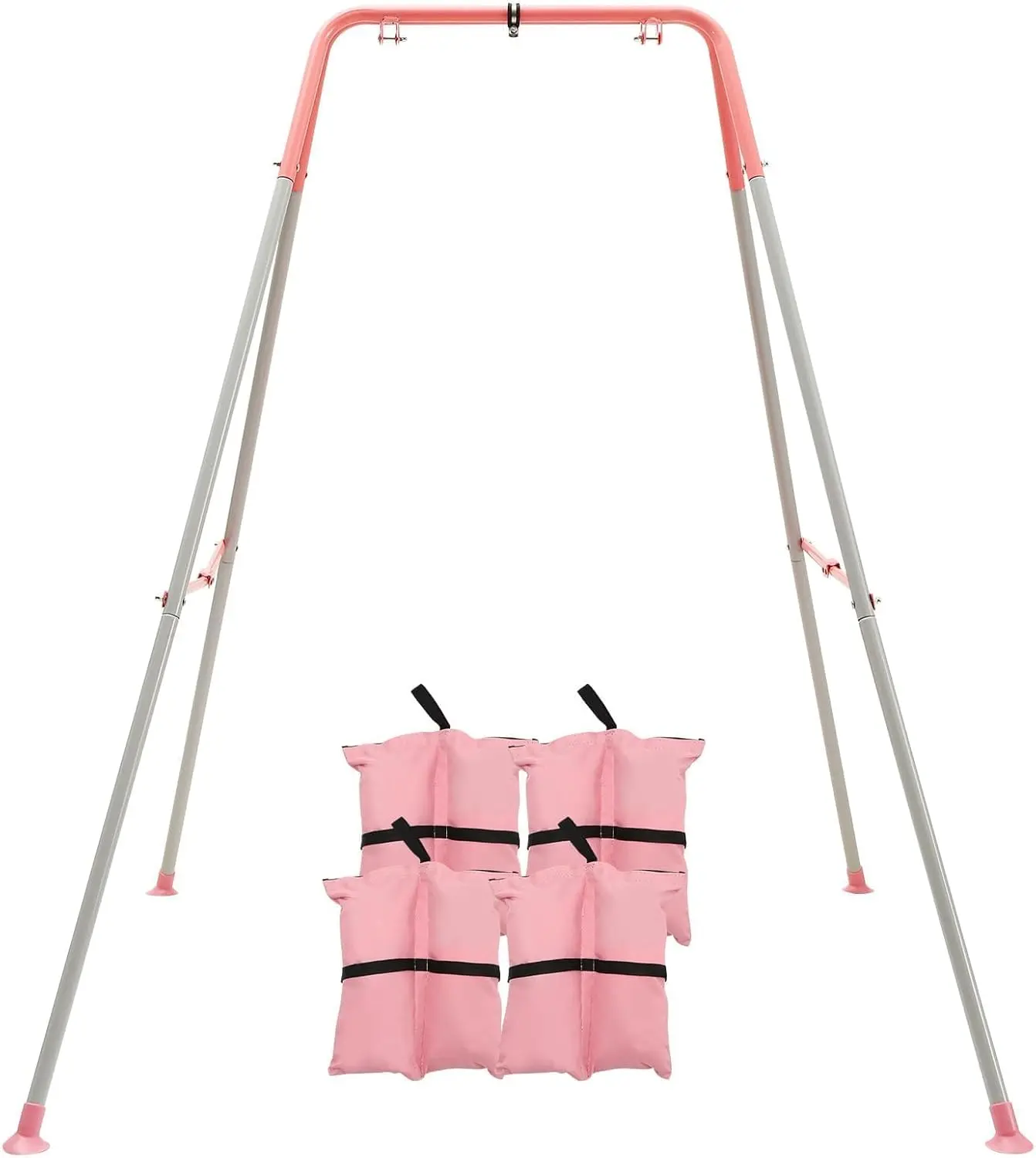 

Foldable Swing Stand for Kids with 4 Sandbags, Heavy Duty Metal A-Frame Indoor/Outdoor, Fits Most Toddler Swings & Hammocks - Pink