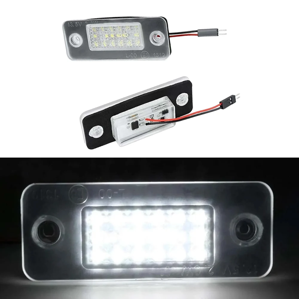 12V 2Pcs Car LED License Number Plate Light For Audi A8 D3 2002-2010 Xenon White Light Auto Lamps