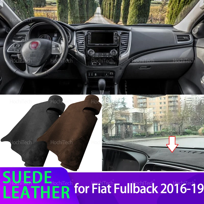 

Для Fiat Fullback 2016 2017 2018 2019, анти-УФ-замшевый кожаный коврик для приборной панели, черный/коричневый чехол для приборной панели, солнцезащитный козырек, нескользящая накладка