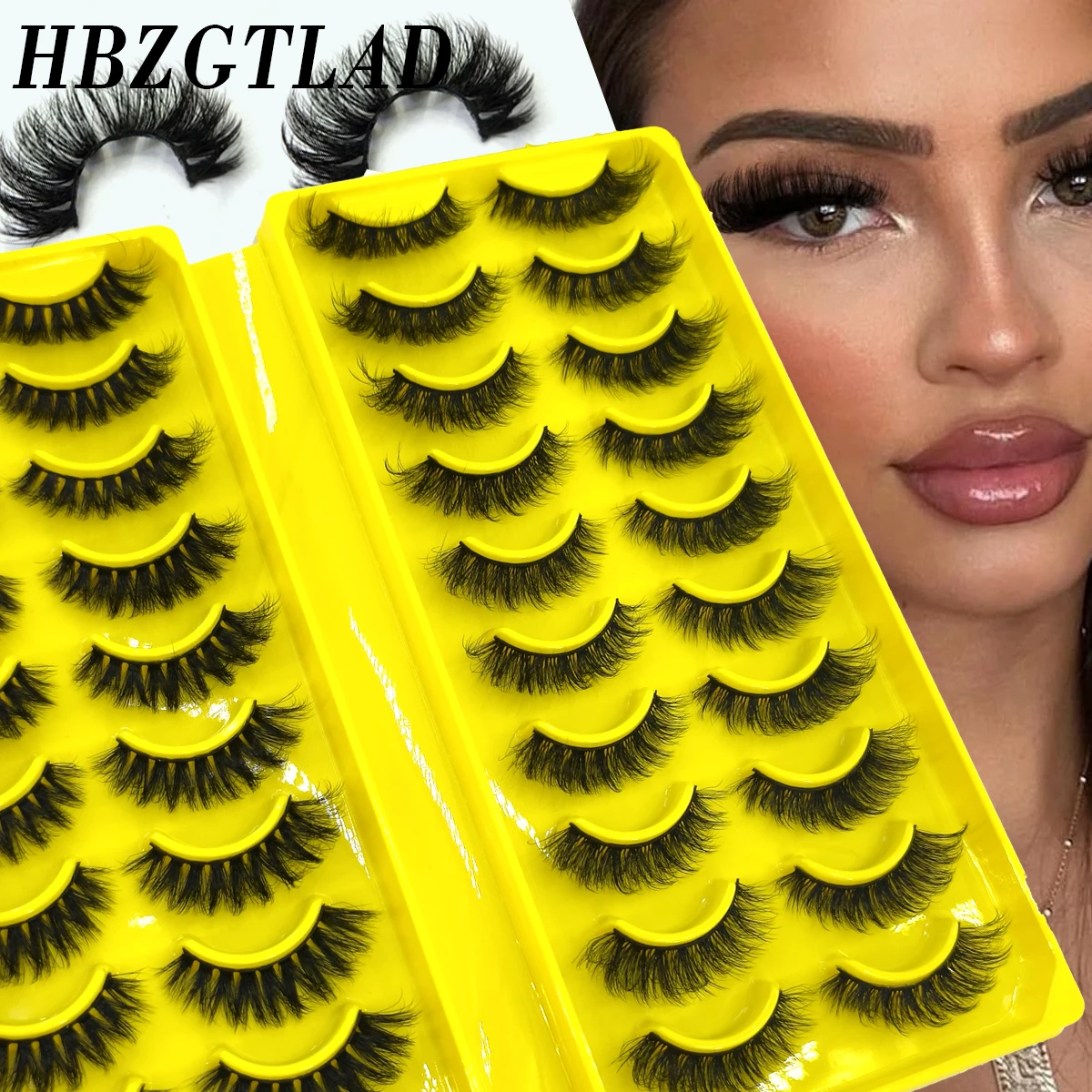 HBZGTLAD 20 Par Sztucznych Rzęs Długotrwałe Puszyste Rzęsy z Imitacji Norek Dramatyczne Rzęsy z Efektem Powiększenia Gęste Długie