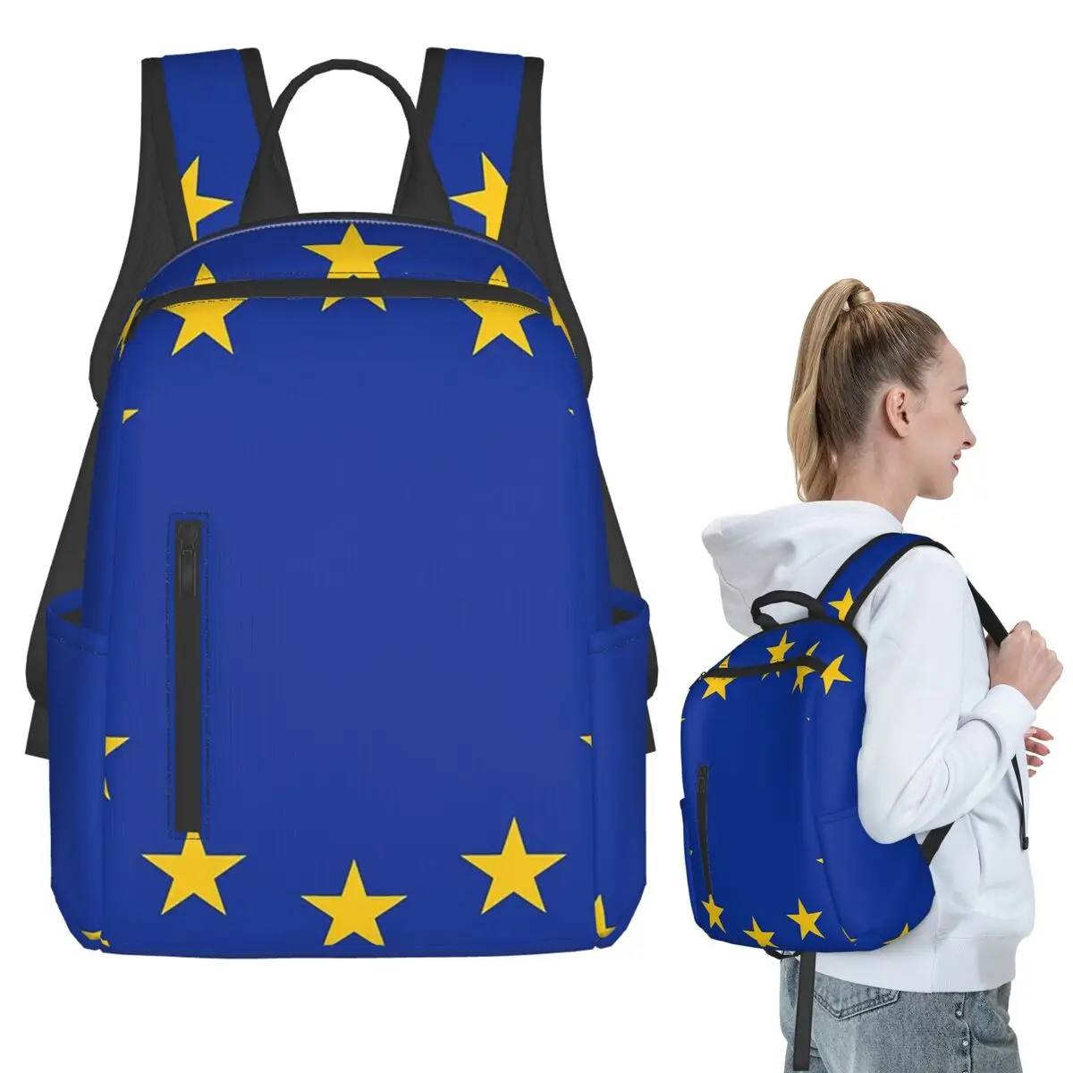Europe European Union EU Stars National Flag (3) Backpack Student BookBag Boys Girls School Bag Computer Shoulder Bags Men Women
