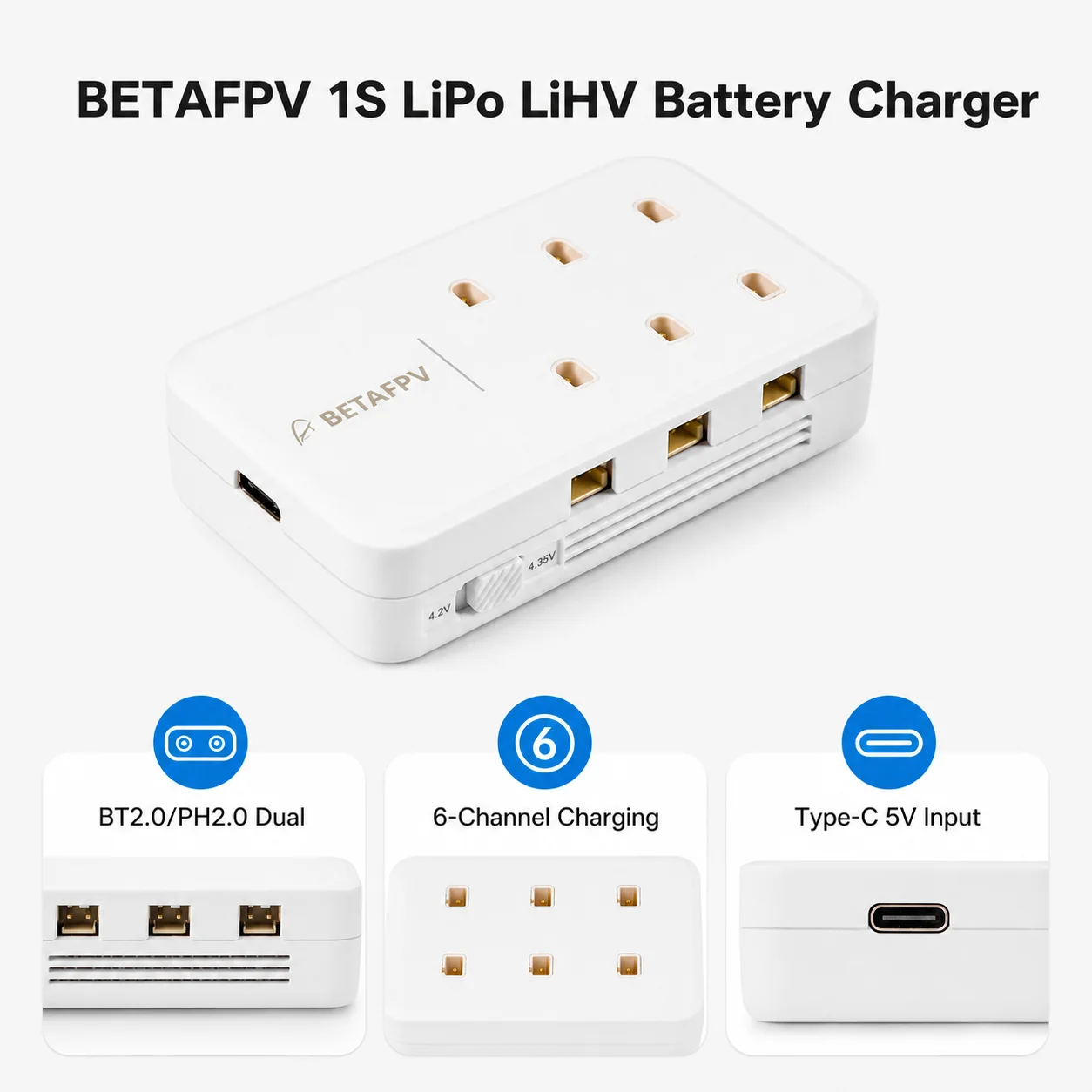 BETAFPV 1S Battery Charger BT2.0 PH2.0 Lipo LiHV Board FPV Drone Parts Electronic Accessory Hardware Replacement Tool Case Item