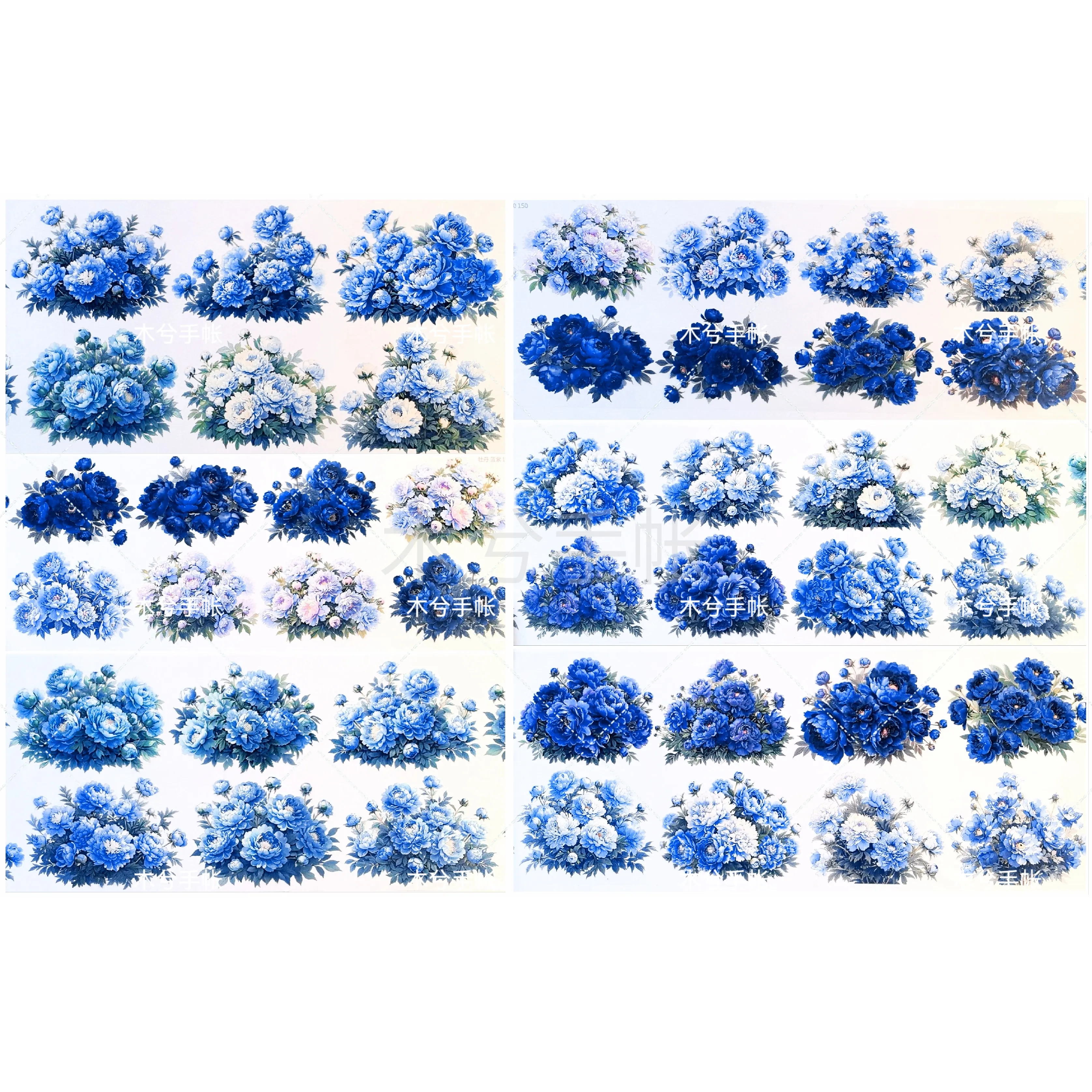 Zhai Mao Ju Limited Mixed Washi PET Tape Rain Peony Decorative Masking Tape For Journal Scrapbooking DIY Craft Stickers