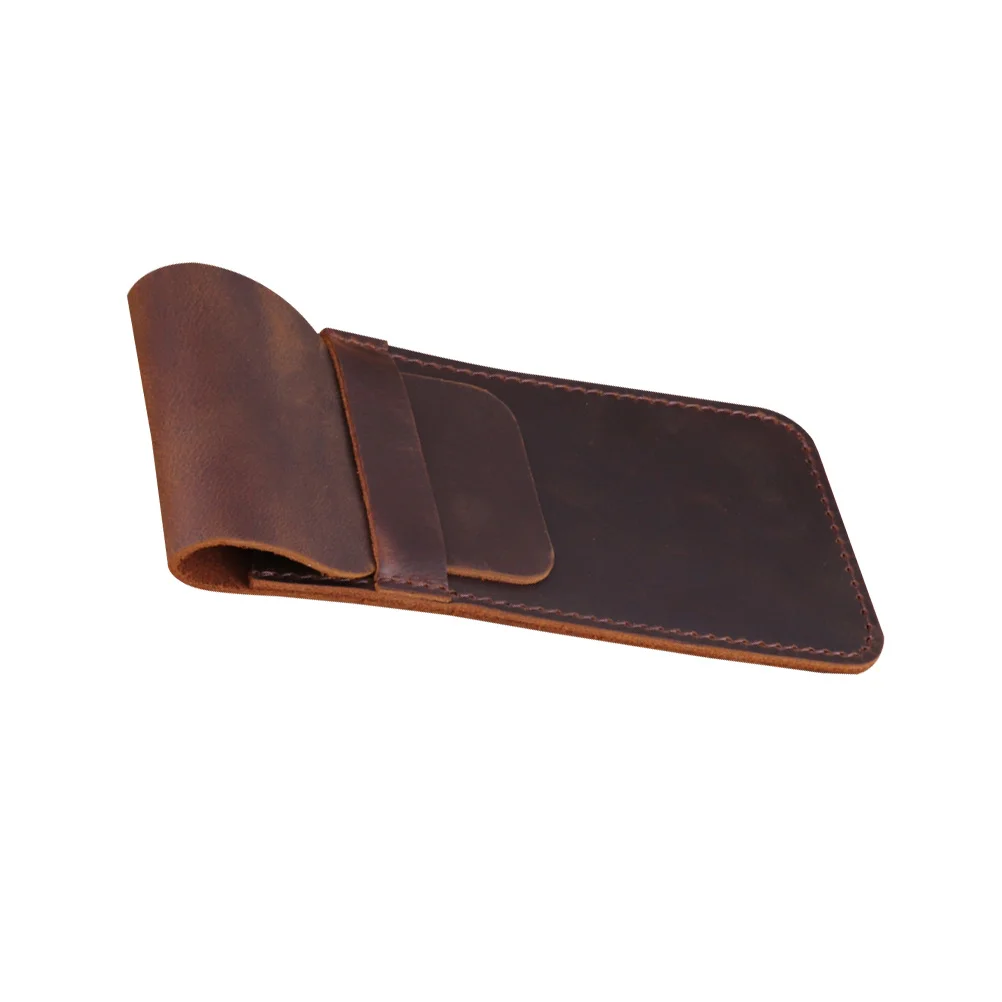 Vintage Pen Bag Stitched Pencil Case Brown Pen Pouch for Fine Writing Instruments Pencil Case