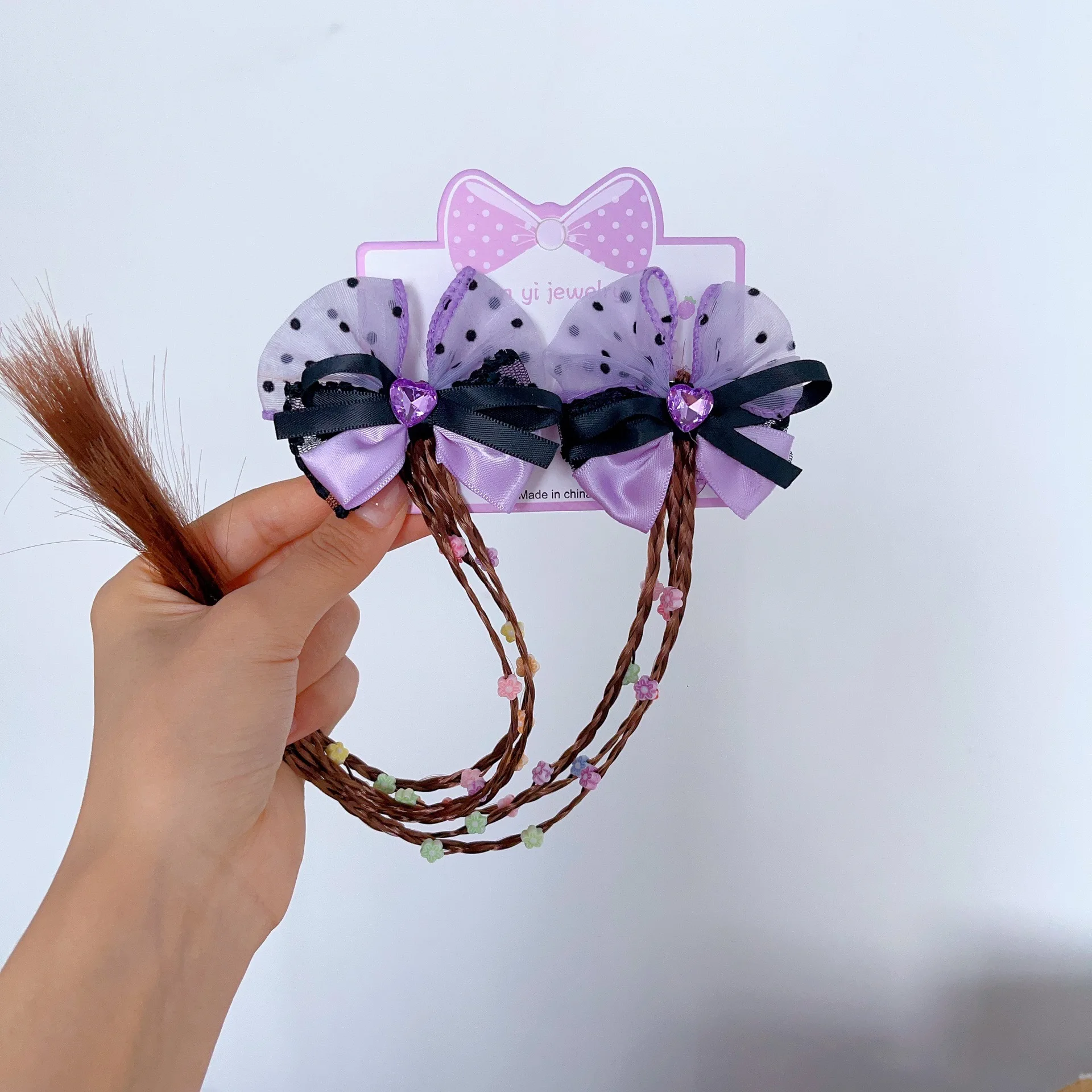 

Cartoon Princess Mesh Bow Hair Clip for Kid Korean Purple Braided Hairpin Ribbon Hair Clip Fashion Cute Girls Duckbill Clip HP01