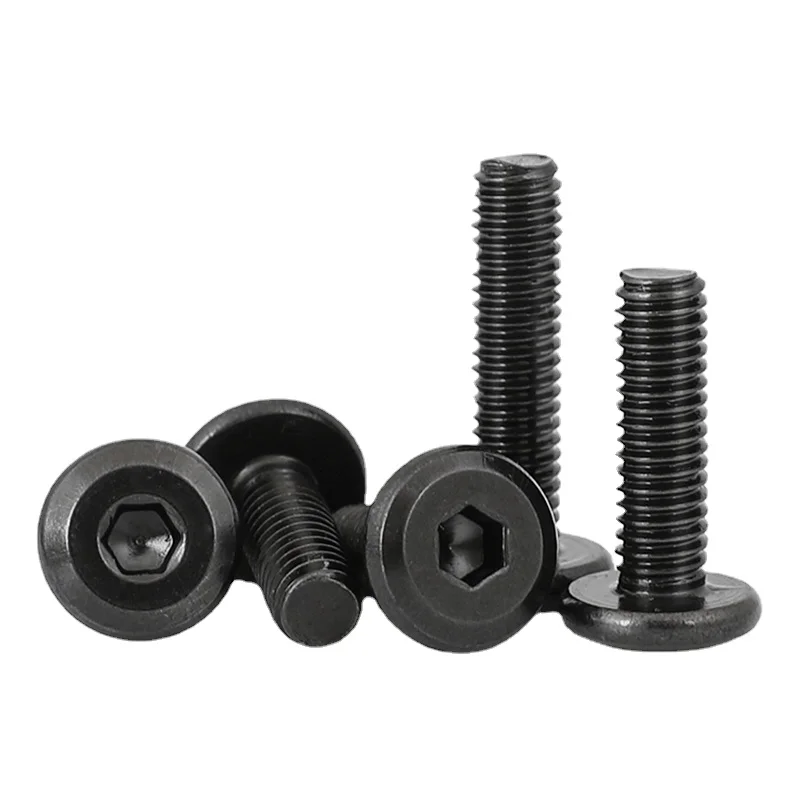 M3 M4 M5 M6 M8 Black Carbon Steel Hypotenuse Flat Head Hex Socket Drive Screw Down Side Furniture Screws