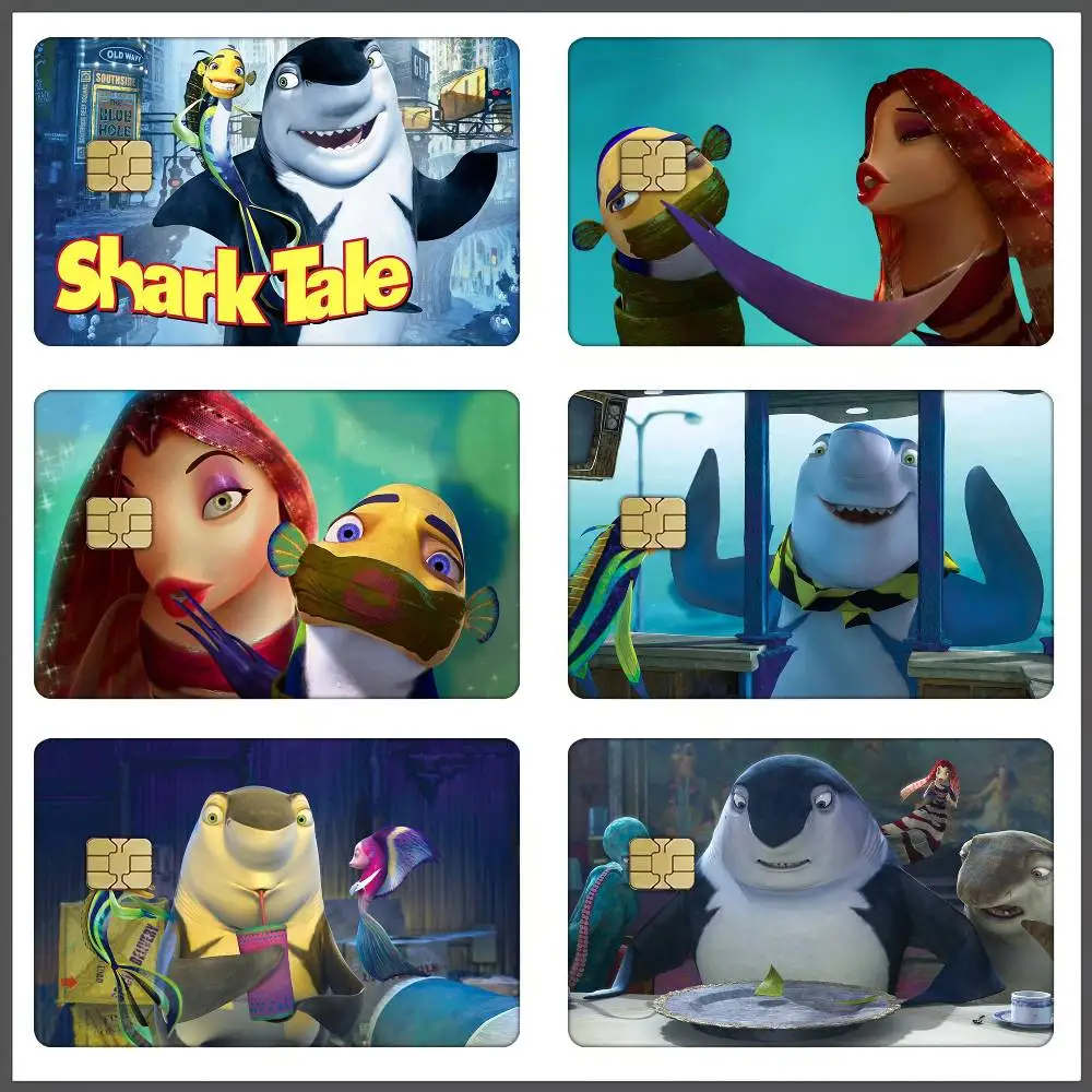 

Наклейки для карточек с изображением акулы, наклейка, 4 шт., ПВХ, скины для кредитных карт, съемная самоклеящаяся защитная пленка