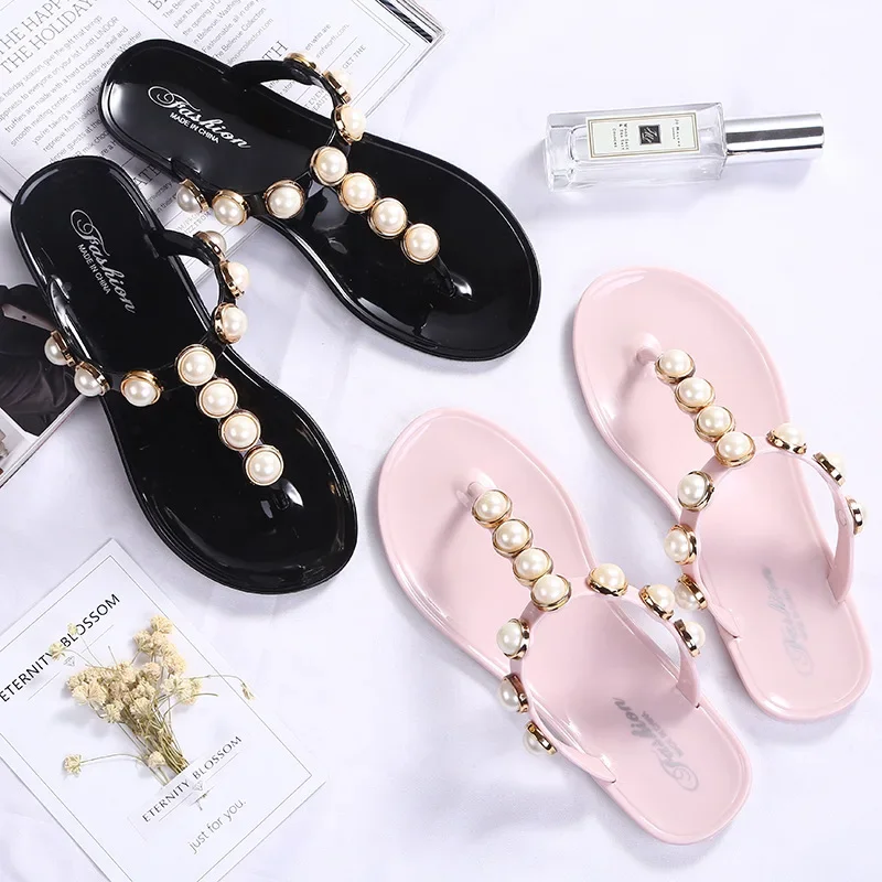 

2025 Hot Seller Women Beach Sandals Crystal Jelly Flip Flops Women's Fashion Outside Summer Flat Bottom Slippers Ladies Shoes