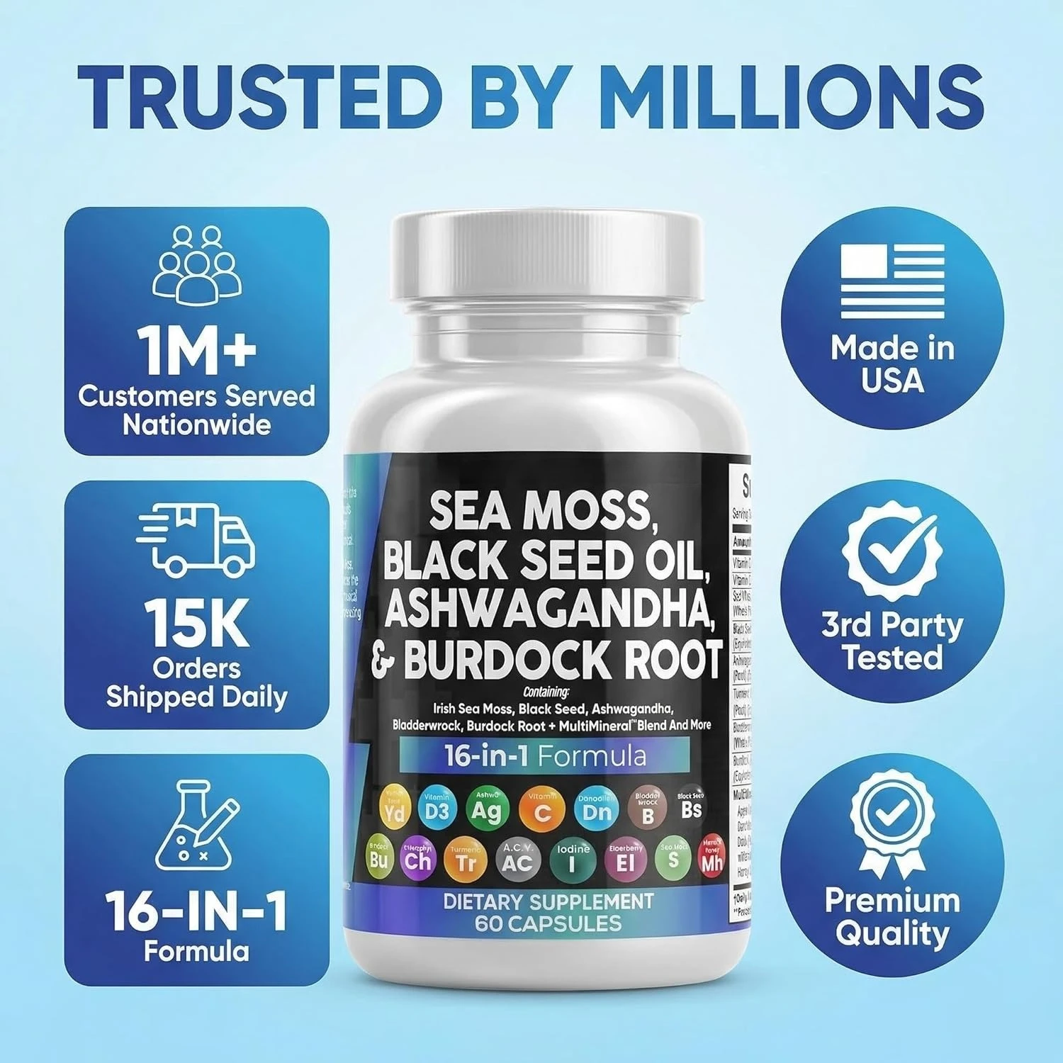 Natural Ashwagandha & Sea moss Capsules for Men, Increase Energy & Endurance permanently, Increase size & libido, Erection pills
