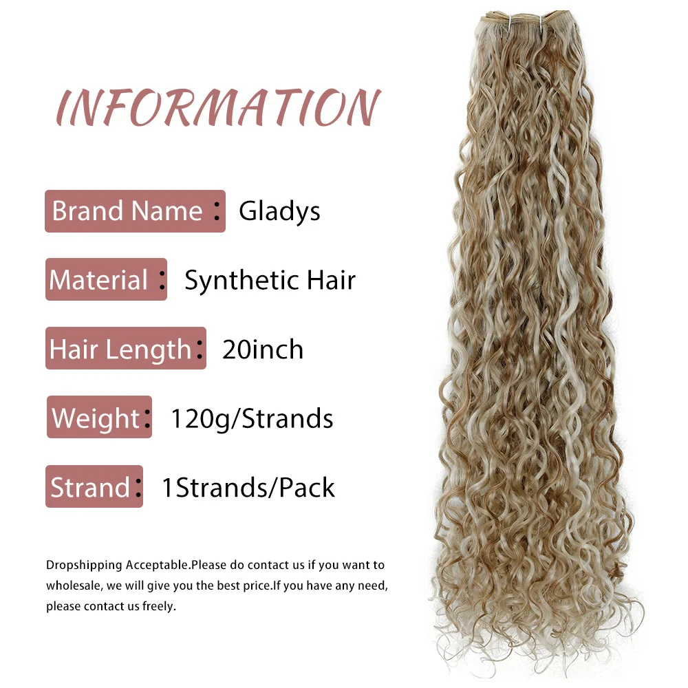 20 pouces Ombre 613 couleur paquets Extensions de cheveux Blonde 120 g/brins vague d'eau paquets Extension de cheveux synthétiques pour toutes les saisons