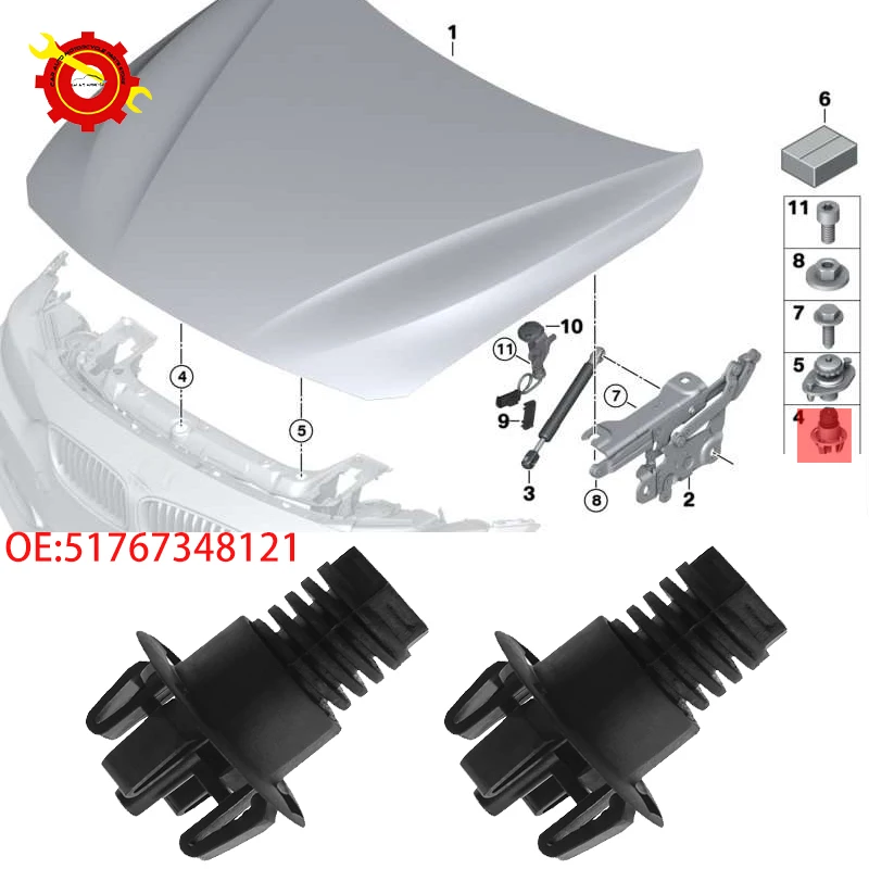 

2 шт. ограничители хода капота (буферы) 51767183752 для BMW 3, 5, 6, 7 серии, X3 F30 F07 F10 F06 F12 F13 F01 F02 F04