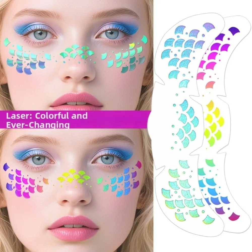 DIY Laser Freckle Tattoo Sticker Fish Scale Moon Star Butterfly Dots Heart Face Temporary Tattoo Freckle Makeup Convenient