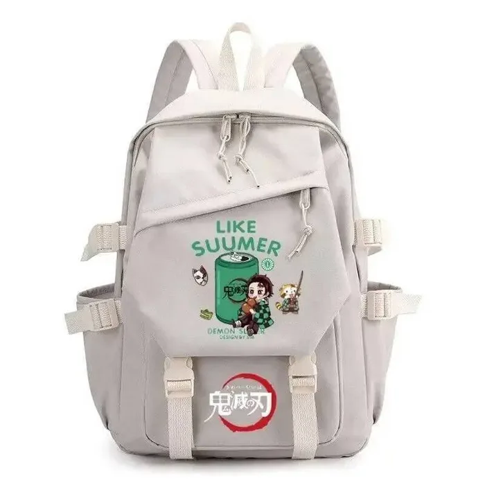 

White Black Demon Slayer Kimetsu No Yaiba Student Teens School Bags Backpacks Anime Game