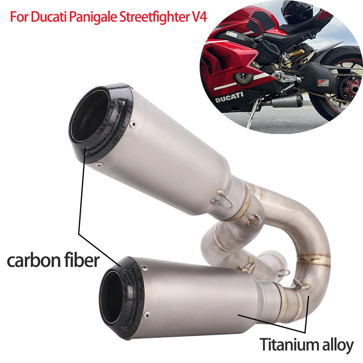 

Full Exhaust System Dual Muffler Link Pipe For Ducati Panigale v4 Streetfighter V4 Exhaust Escape Modify Titanium Alloy