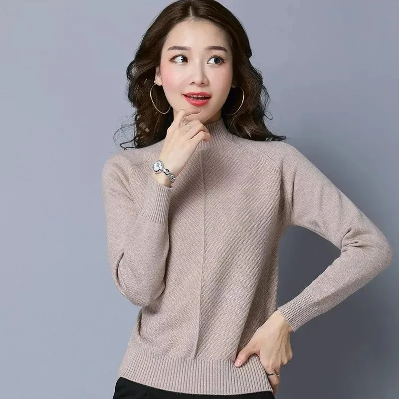 2023 Autumn Winter New Women Turtleneck Knitted Tops Ladies Korean Sweater Pullover  Casual Slim Long Sleeve Jumper Clothing