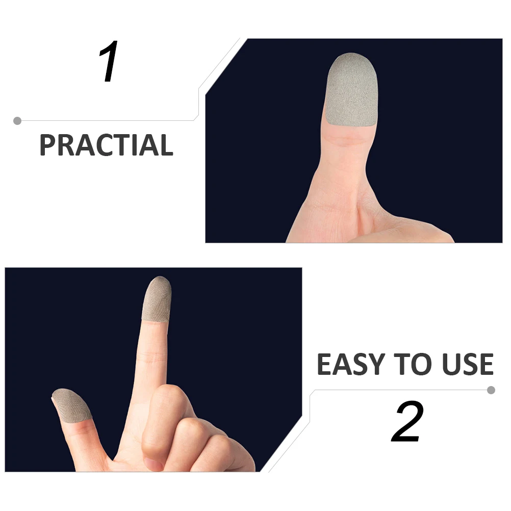 2 Bags Grey Disposable Carbon Fiber Finger Stickers for Mobile Gaming Non-Slip Thumb Sleeve Breathable Flexible Fit for Long