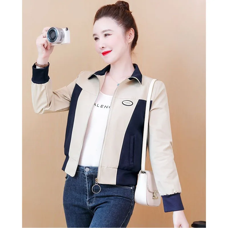 Spring Autumn Short Coat Ladies 2024 New Korean Casual Jacket Stitching Fashion Joker Sports Baseball Uniform Trend Women Tops