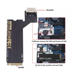 PCI-E 4.0 M.2 M-key to Oculink SFF-8611 SFF-8612 Host Adapter for 2024 ThinkBook 14+ AMD8845 External Graphics Card & SSD