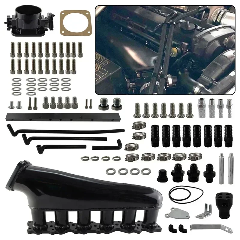 

Intake Manifold Kit Throttle body 90mm For Nissan Skyline ECR33 GTS GTS-T RB25 RB25DET 2.5L Engine Aluminum 1993-1998