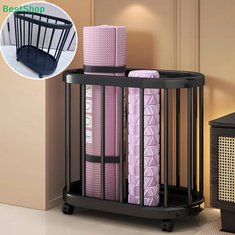 

〔Y〕Yoga Mat Fitness Equipment Laundry Basket Wheeled Storage Rack Plastic Storage Rack Floor-Standing