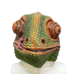 Eraspooky Animal Mask Chameleon Full Face Mask Reptile Lizard Cosplay Latex Headgear Easter Halloween Carnival Party Props